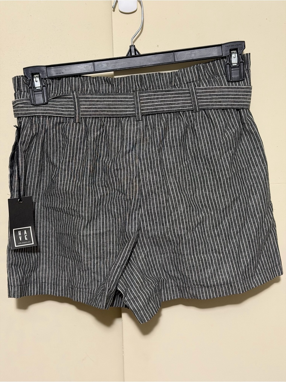 Have Women's Pinstripe Tie-Waist Shorts - Black/White - Picture 2 of 4